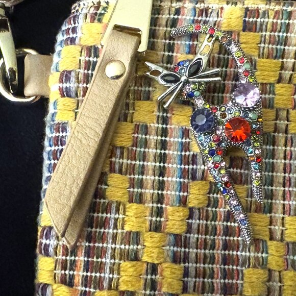 Vintage 50's Style Silver Cat Brooch with Colorful Rhinestones - Picture 3 of 7